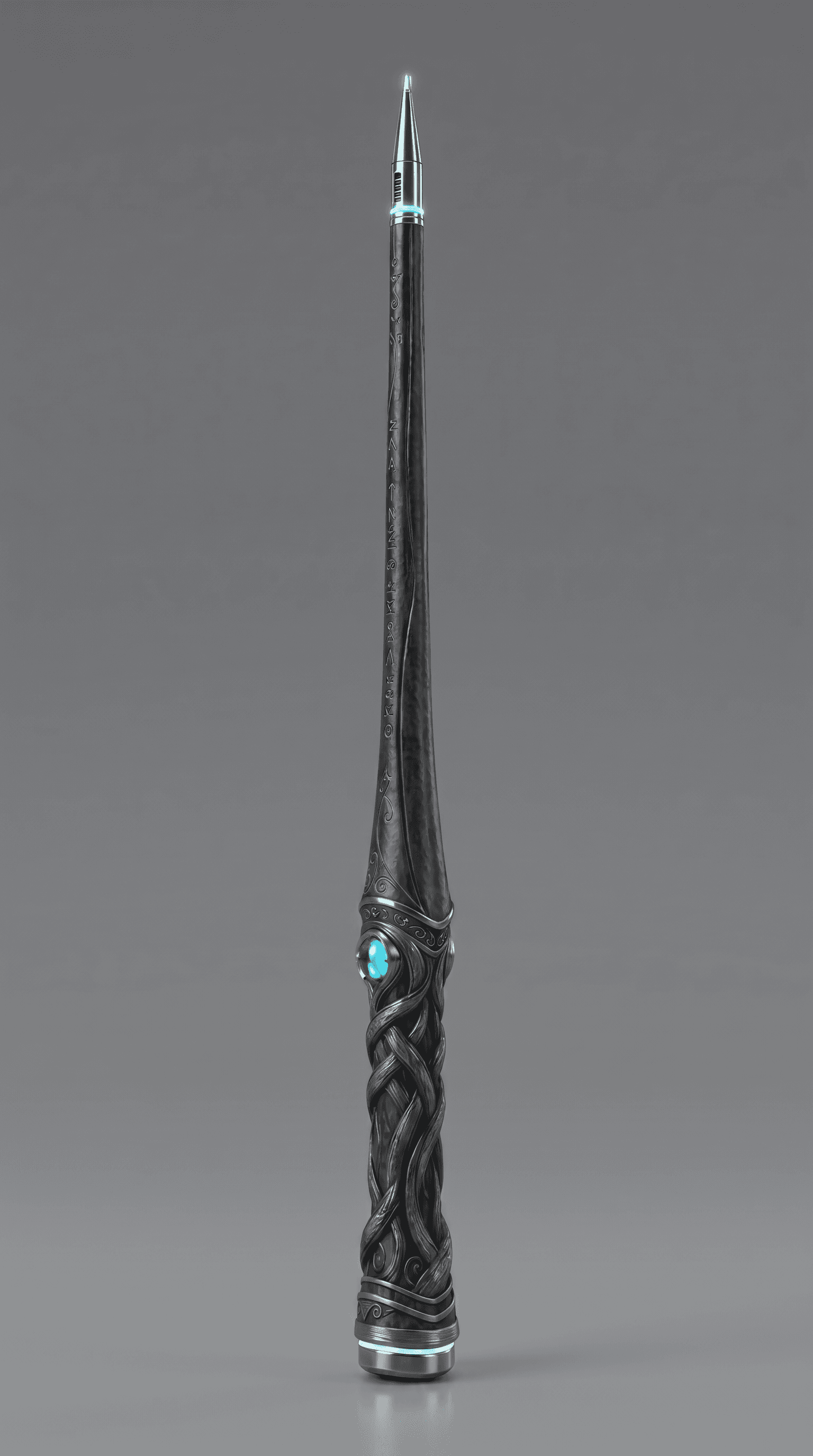 Wizard Wand concept with a slender tracing tip, illuminated blue accents and sculpted grip