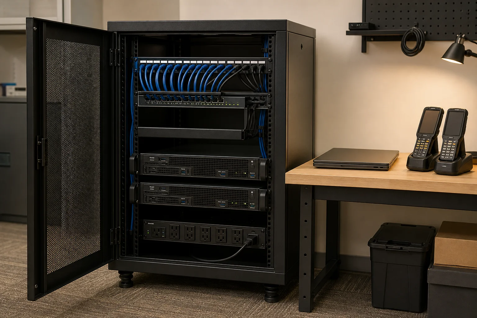 Illustrative business server and device environment