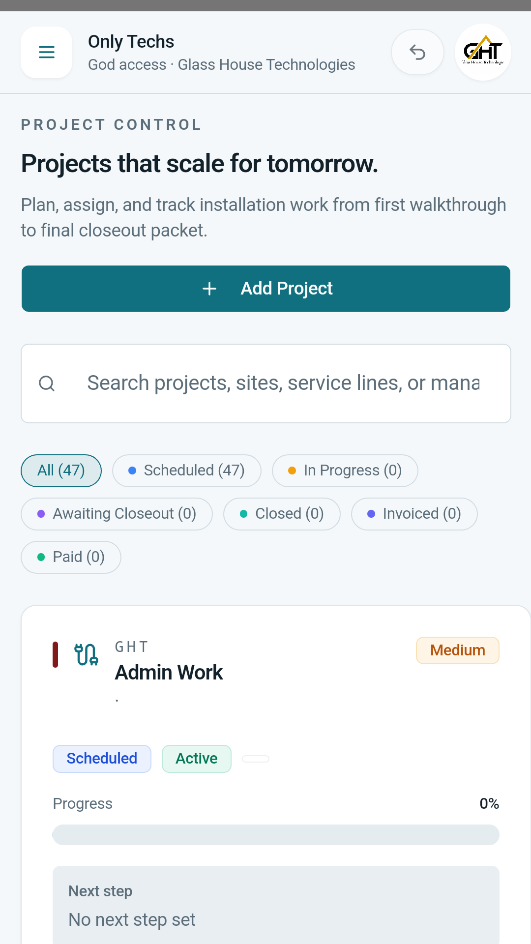 OnlyTechs scheduling